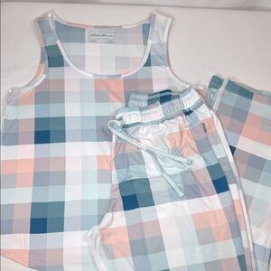 Eddie Bauer Women’s Plaid Two Piece PJ Lounge Set Size L